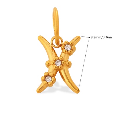 316L 18K Gold-Plated Stainless Steel Diamond-Set Zodiac Sign Pendant Findings-OJ61 - Image 5