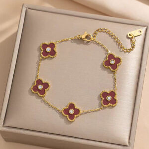 New stainless steel zirconia four-leaf clover bracelet-JY55