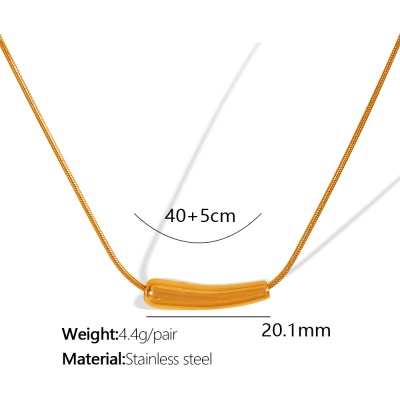 Wholesale Color-Fast Women's Stainless Steel Smile Necklace, French Minimalist Style-OJ038 - Image 3