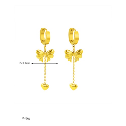 Wholesale 18K Gold-Plated Stainless Steel Bow and Heart Earrings-HS23 - 图片 3