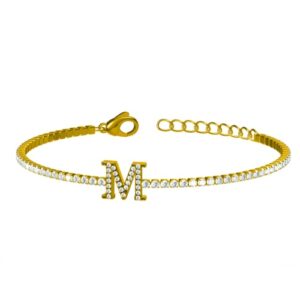 Stainless Steel Zirconia-Inlaid Letter Bracelet-LY111