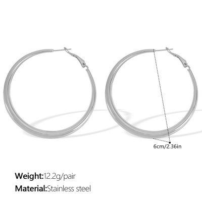 Wholesale 18K Stainless Steel Large Hoop Earrings: European and American Minimalist Style-OJ23 - Image 7
