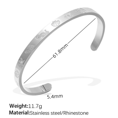 Wholesale 18K Gold-Plated Stainless Steel Open-Ended Bracelet – Ocean Series-OJ78 - Image 3