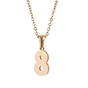 Wholesale 18K Gold-Plated Stainless Steel 0-9 Angel Number Necklaces-ZX35