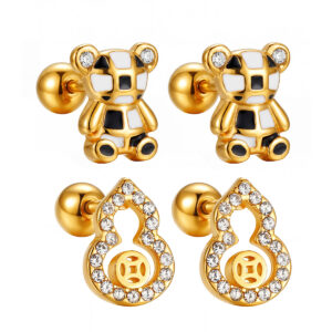 Wholesale Waterproof 18K Gold-Plated Stainless Steel Heart-Shaped Earrings-HS20