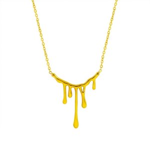 WWholesale 18K Gold-Plated Stainless Steel Teardrop Lava Necklace-HS42