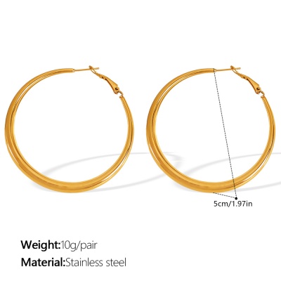 Wholesale 18K Stainless Steel Large Hoop Earrings: European and American Minimalist Style-OJ23 - Image 5