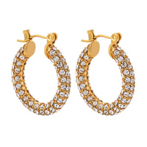 Stainless Steel U-shaped Full-Drilled Earrings-RH23