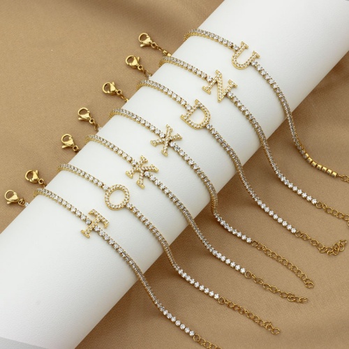 Stainless Steel Zirconia-Inlaid Letter Bracelet-LY111 - Image 4