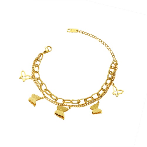 Wholesale 316L Gold-Plated Stainless Steel Double-Layer Butterfly Bracelet-HS42