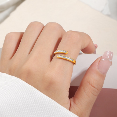 304 Stainless Steel Open-Style Pearl White Diamond Ring-HS48 - Image 4