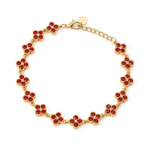 304 Stainless Steel Four-Leaf Clover White Diamond Necklace-HS42