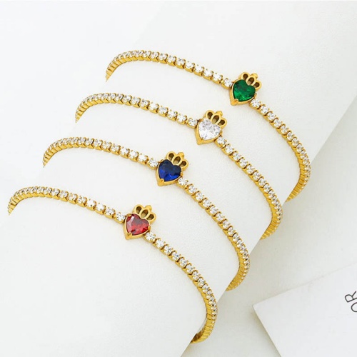 Stainless Steel Single-Row Bracelet Set with Zirconia Stones-LY112