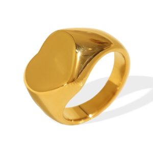 Wholesale Waterproof Stainless Steel Heart-Shaped Rings: European and American Minimalist Style-OJ44