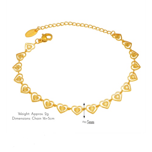 Wholesale 18K Gold-Plated Stainless Steel Openwork Heart Bracelet-HS41 - 图片 2