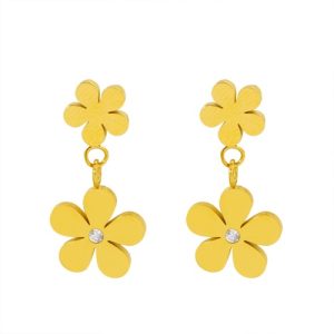 Wholesale Waterproof 316L Gold-Plated Stainless Steel Flower Earrings-HS19
