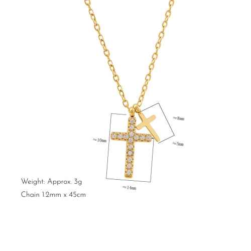 Wholesale 316L Stainless Steel Cross Necklace with Diamond Accents-HS28 - Image 2