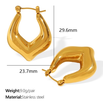 Wholesale 18K Stainless Steel Geometric C-Shaped Earrings in French Minimalist Style-OJ20 - Image 2