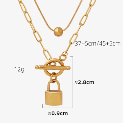 Wholesale Women's Stainless Steel Padlock Pendant Necklaces, Fashionable-OJ32 - Image 2