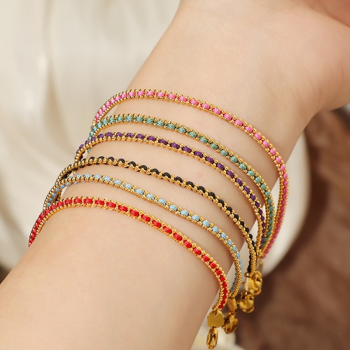Wholesale 18K Gold-Plated Stainless Steel Bead Red Cord Bracelet-HS37 - 图片 2