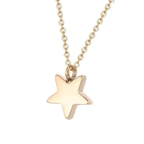 316L Stainless Steel Polished Five-Pointed Star Pendant Necklace-GJ04 - 图片 2