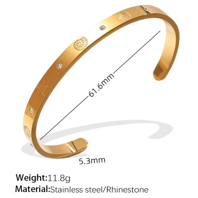 Wholesale 18K Gold-Plated Stainless Steel Open-Ended Bracelet – Ocean Series-OJ78 - Image 2