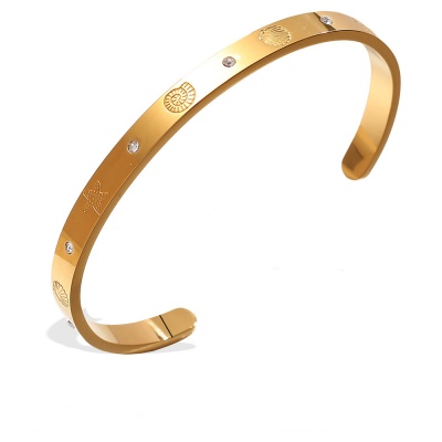 Wholesale 18K Gold-Plated Stainless Steel Open-Ended Bracelet – Ocean Series-OJ78