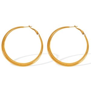 Wholesale 18K Stainless Steel Large Hoop Earrings: European and American Minimalist Style-OJ23