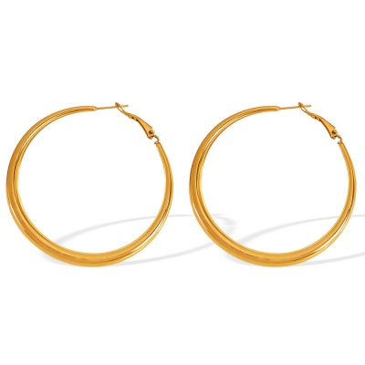Wholesale 18K Stainless Steel Large Hoop Earrings: European and American Minimalist Style-OJ23
