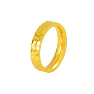 18K Gold-Plated 316L Stainless Steel Hand-Hammered Ring-HS74