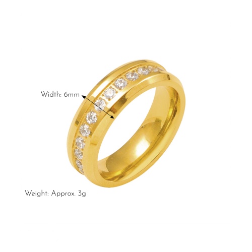 18K Gold Women's Stainless Steel Starry Sky Diamond Ring-HS44 - 图片 2