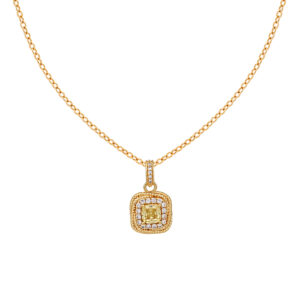 Stainless Steel Diamond-Set Sugar Cube Necklace-RH37
