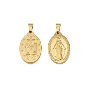 18K Gold-Plated Stainless Steel Virgin Mary Pendant-GJ71
