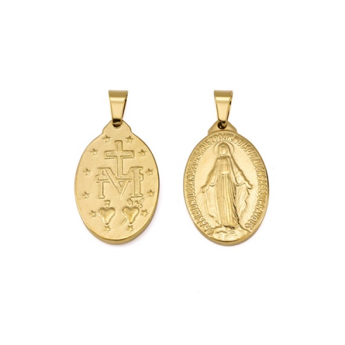 18K Gold-Plated Stainless Steel Virgin Mary Pendant-GJ71