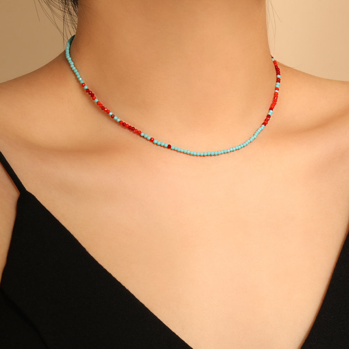Stainless Steel Dopamine-Coloured Beaded Necklace-RH36 - Image 4
