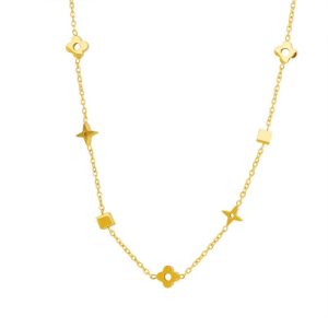Wholesale 18K Gold-Plated Stainless Steel Four-Leaf Clover Collar Necklace-HS32