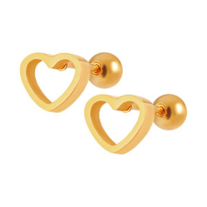Stainless Steel Openwork Heart Earrings-RH23