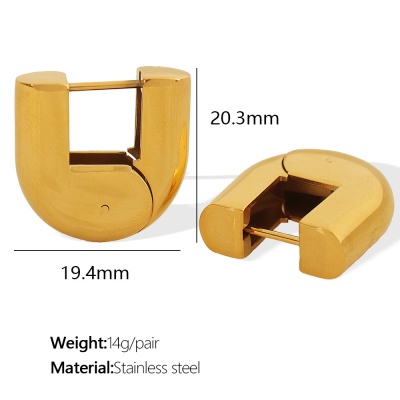 Wholesale Women's 18K Gold-Plated Stainless Steel U-Shaped Earrings: Vintage and Elegant-OJ22 - Image 3