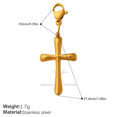 18K Gold-Plated Stainless Steel Cross Pendant-OJ69 - Image 2