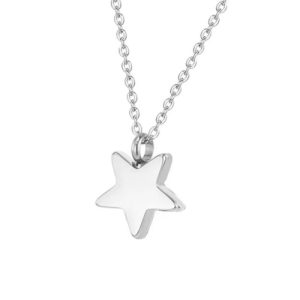 316L Stainless Steel Polished Five-Pointed Star Pendant Necklace-GJ04
