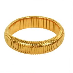 Wholesale 18K Gold-Plated Stainless Steel Wide Snake-Bone Bracelet-OJ77