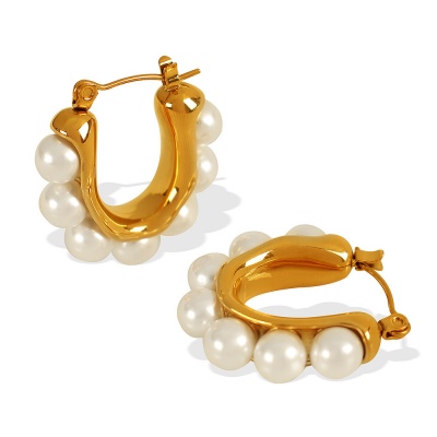 Wholesale 316L Stainless Steel Small Pearl Earrings: Fashionable, Fresh, and Sweet-OJ24