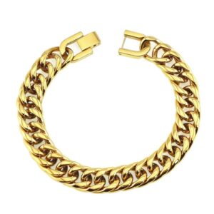 Stainless Steel Double-Weave, Four-Sided Polished Cuban Bracelet-LY120