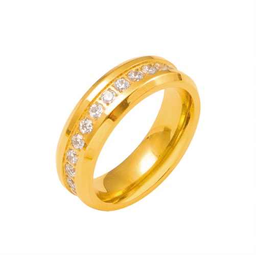 18K Gold Women's Stainless Steel Starry Sky Diamond Ring-HS44