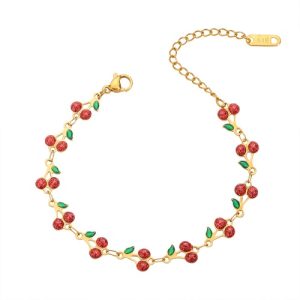 Wholesale 316L Stainless Steel Cherry Fruit Bracelet-HS33