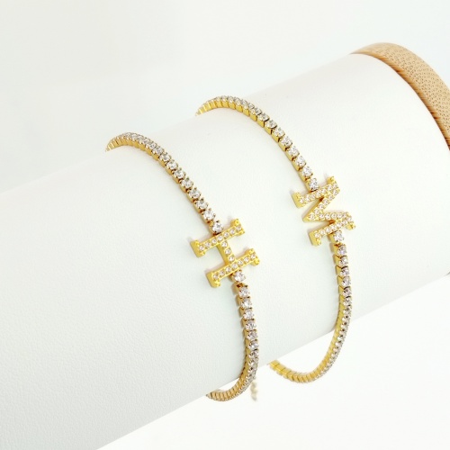 Stainless Steel Zirconia-Inlaid Letter Bracelet-LY111 - Image 2