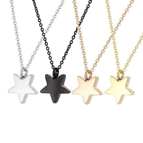 316L Stainless Steel Polished Five-Pointed Star Pendant Necklace-GJ04 - 图片 4