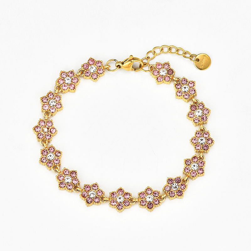 SStainless Steel 3D Snowflake Bracelet with Full Diamond Setting-JY07 - Image 3