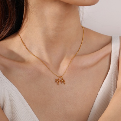 316L 18K Gold-Plated Stainless Steel Diamond-Set Zodiac Sign Pendant Findings-OJ61 - Image 2