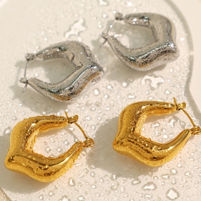 Wholesale 18K Stainless Steel Geometric C-Shaped Earrings in French Minimalist Style-OJ20 - Image 4